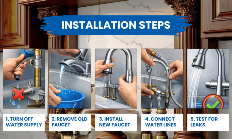 faucet installation steps guide infographic by moro faucets
